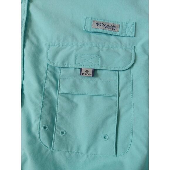 Columbia Blue Short Sleeve PFG Vented Button Down Fishing Shirt Men's Size XL - Picture 5 of 12